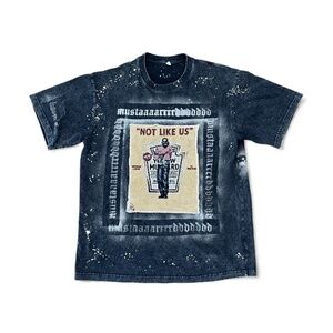 EUC - Kendrick Lamar "Not Like Us" Custom Black Painted Embroidered T Shirt Sz L